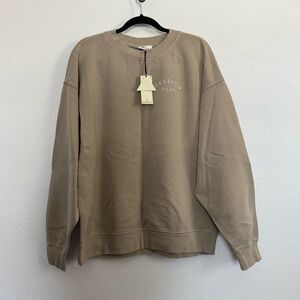 NWT Elwood Clothing Session Pilates Crewneck Sweatshirt in Tan Large Unisex